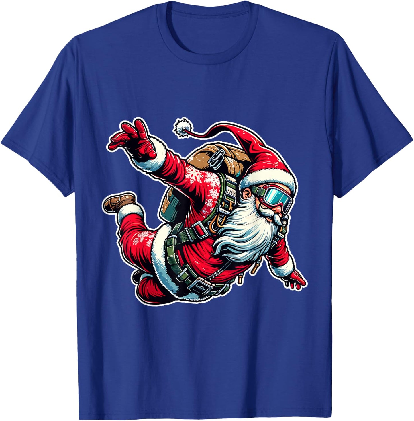 Skydiving Parachuting Funny Christmas Santa Free Flying Fall T-Shirt - T-Shirt | Royal