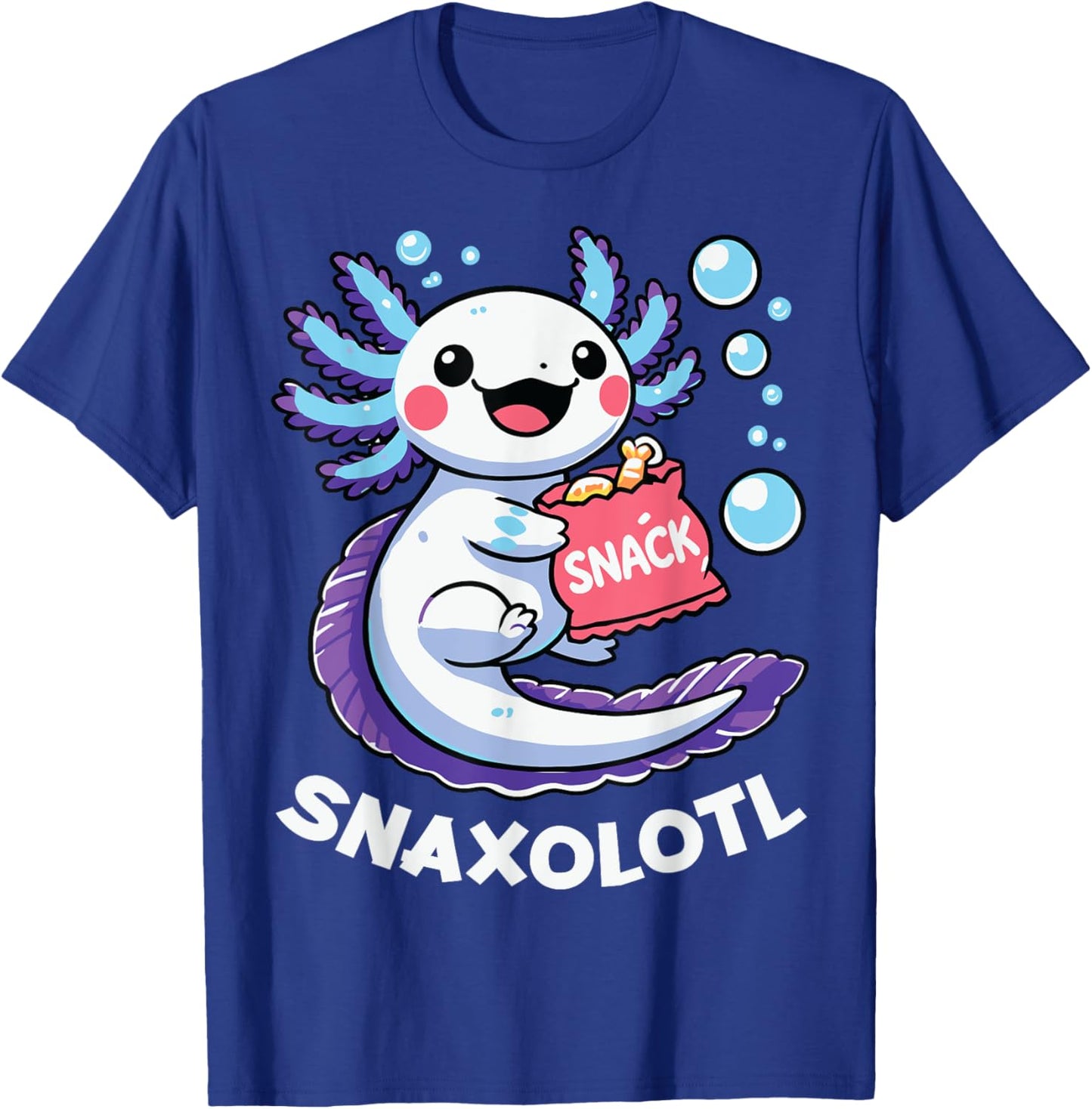 Snaxolotl Axolotl Kawaii Anime Funny Women Men Kids Snacks T-Shirt - T-Shirt | Royal