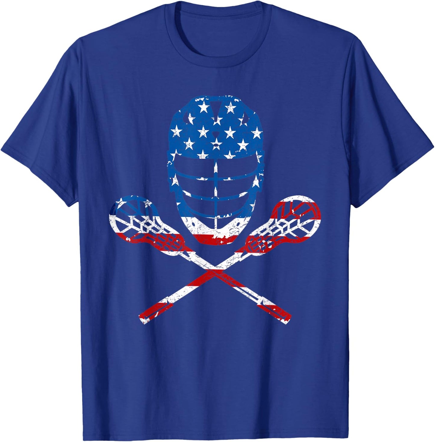 Lacrosse American Flag Lax Helmet Sticks 4th of July Gifts T-Shirt - T-Shirt | Royal