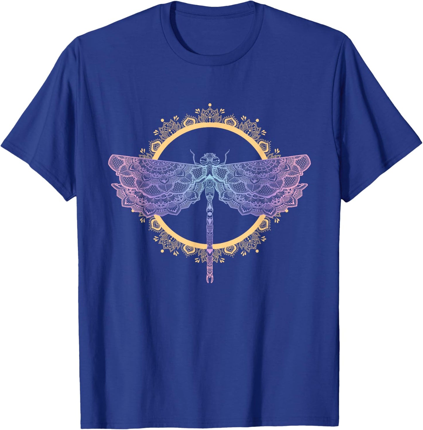Meditation Mandala Dragonfly Esoteric Yoga Design T-Shirt - T-Shirt | Royal