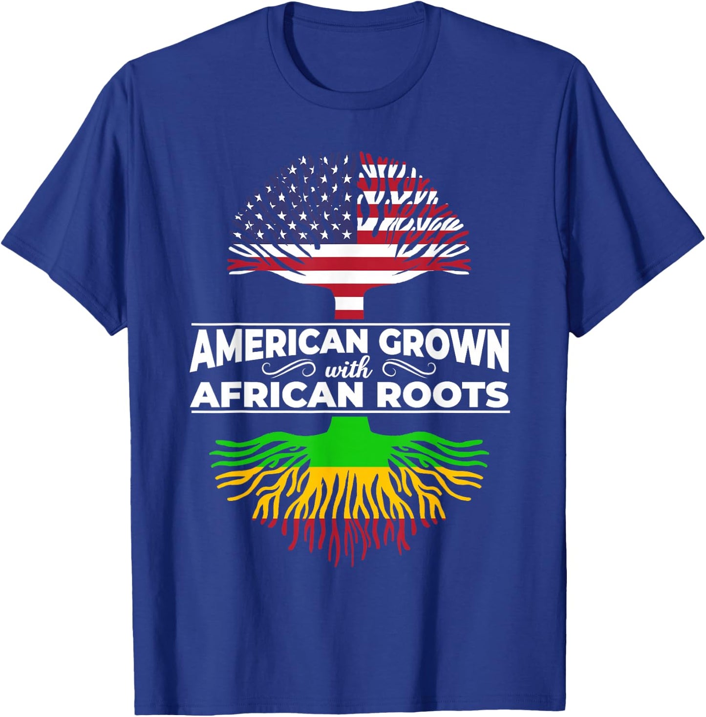 American Grown African Roots USA Flag Black History Month T-Shirt - T-Shirt | Royal