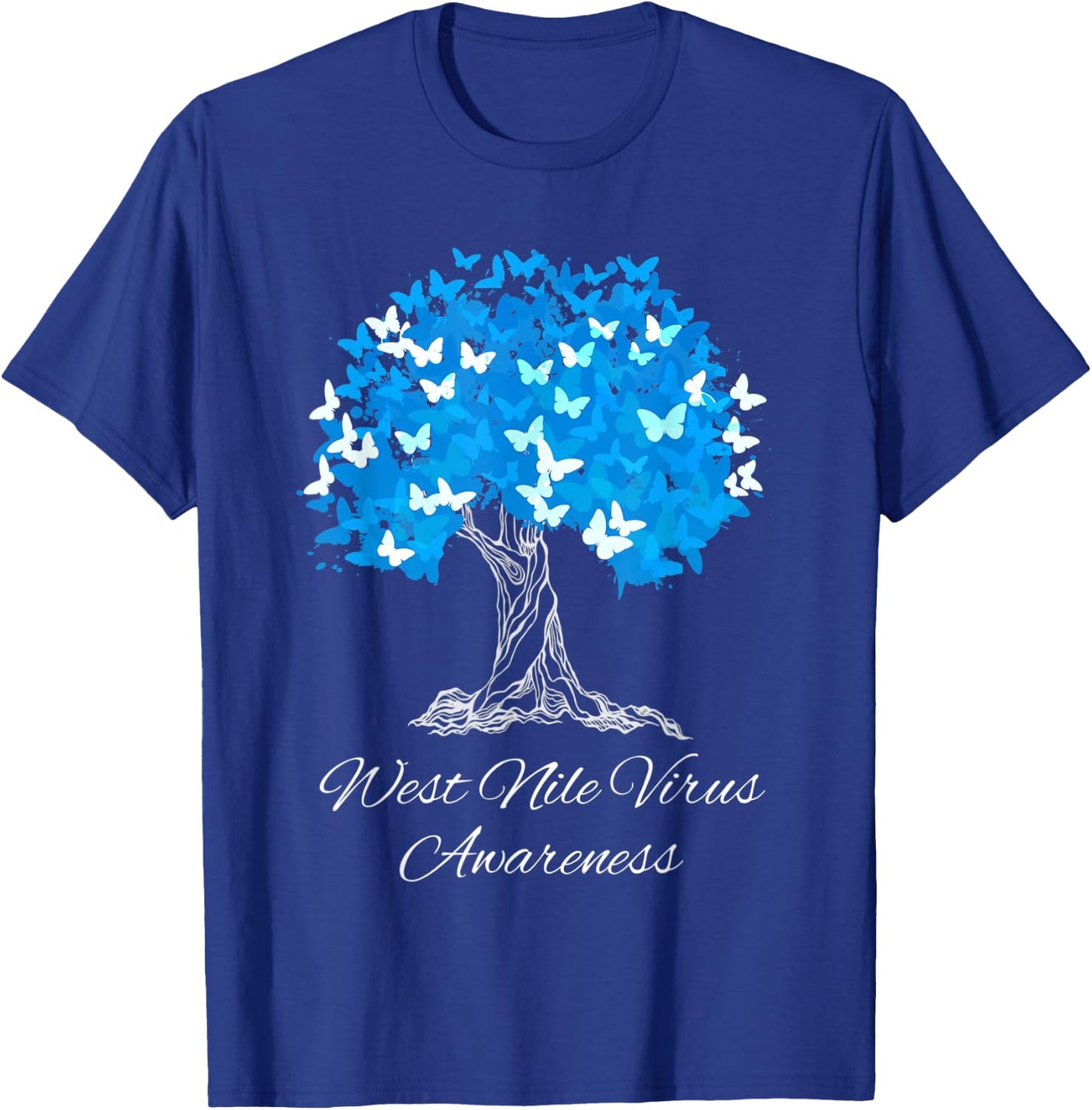 West Nile Virus Awareness Tree With Butterflies Support T-Shirt - T-Shirt | Royal