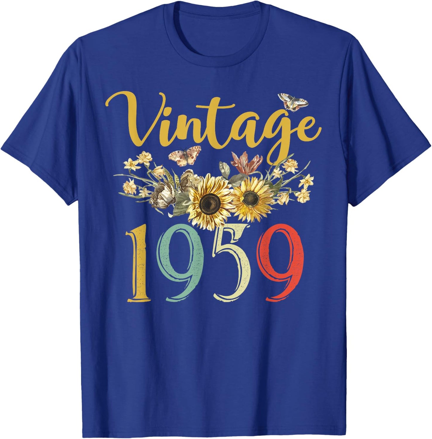 Vintage 1959 Sunflower 66th Birthday Awesome Since 1959 T-Shirt - T-Shirt | Royal