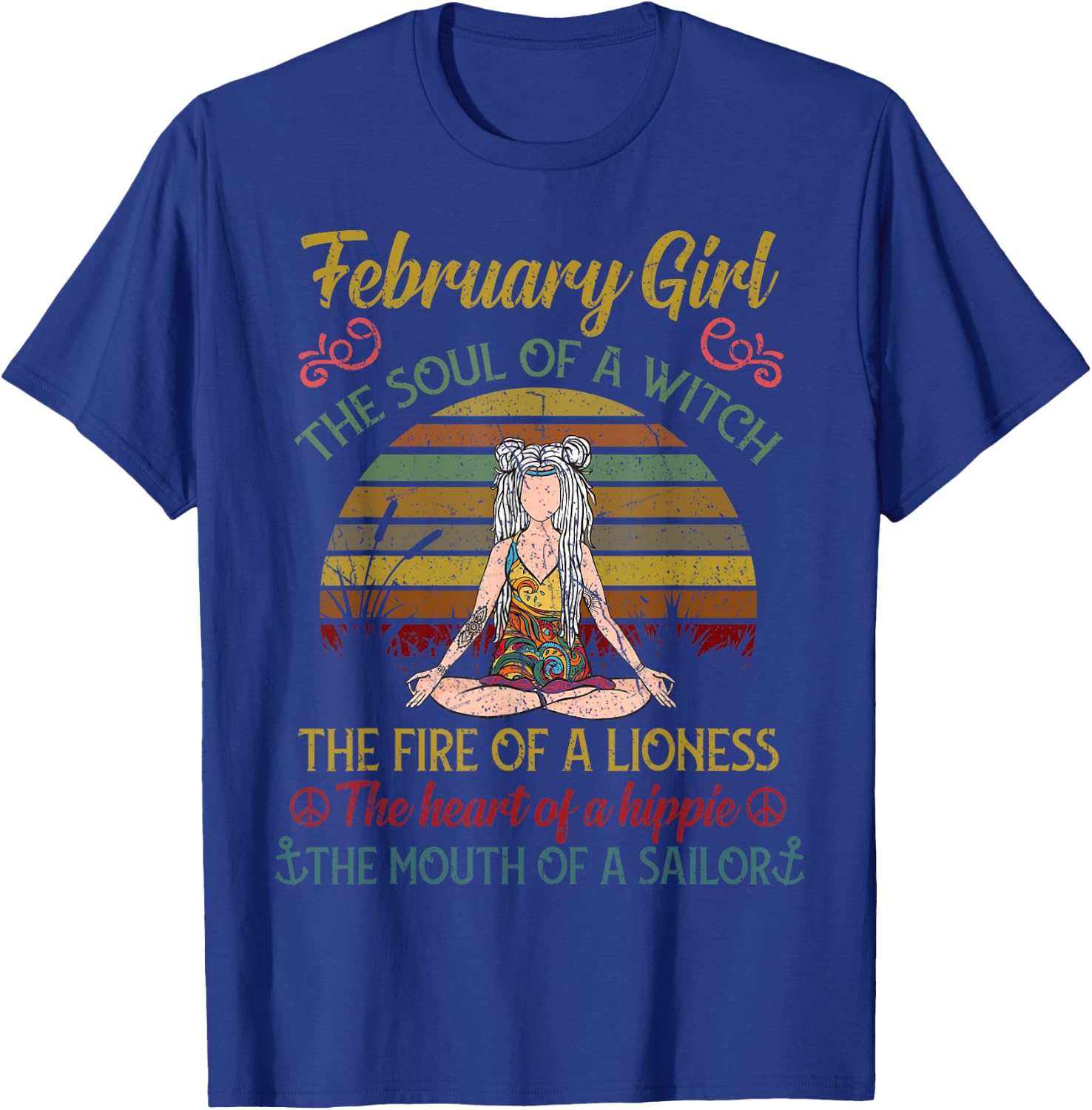 February Girl The Soul of A Witch Vintage February Birthday T-Shirt - T-Shirt | Royal