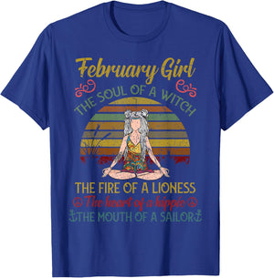 February Girl The Soul of A Witch Vintage February Birthday T-Shirt - T-Shirt | Royal