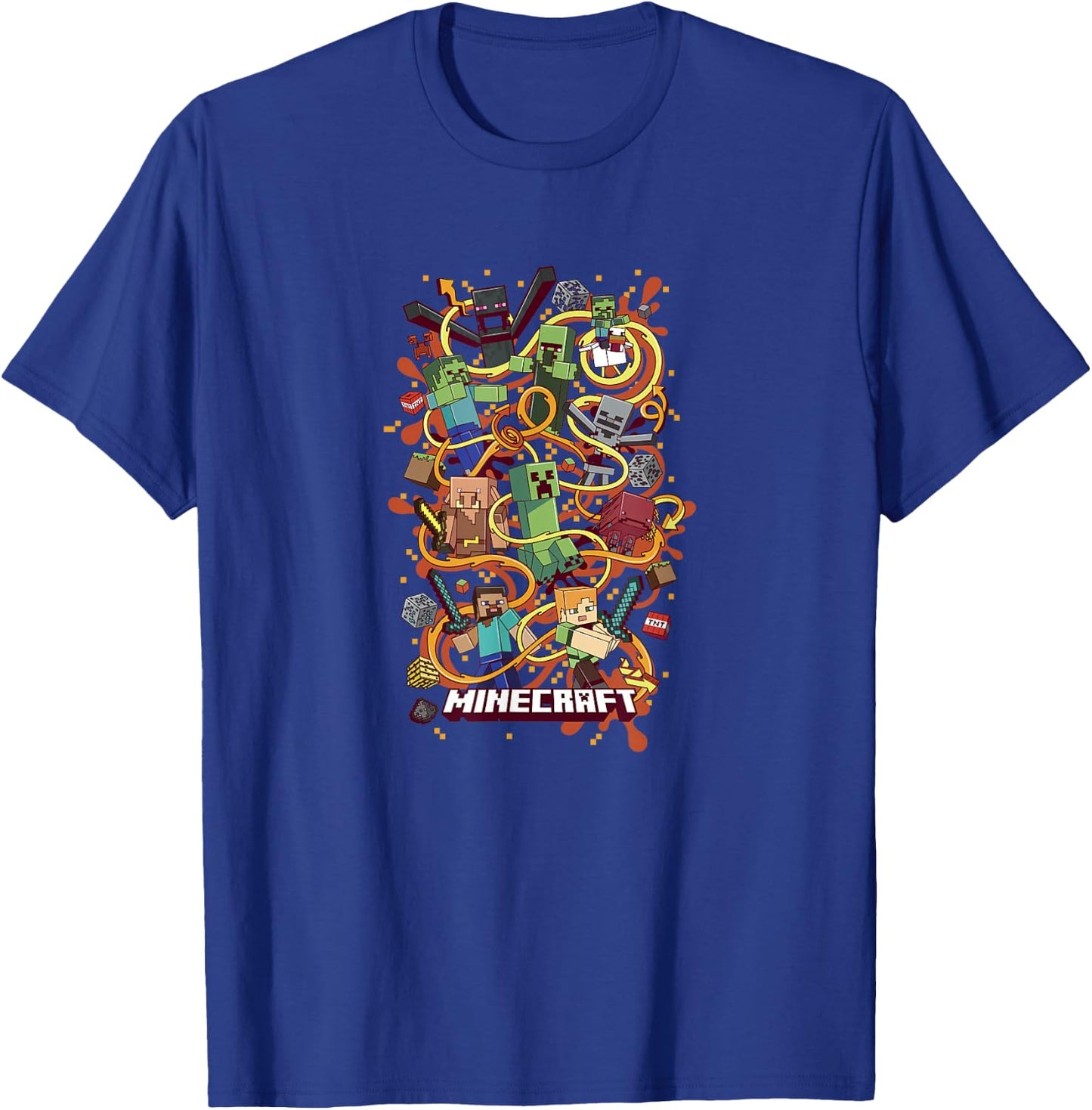Minecraft Group Shot Funtage Arrow Composition T-Shirt - T-Shirt | Royal