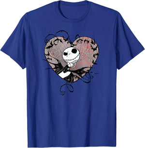 Disney Nightmare Before Christmas Valentines Jack Bat Heart T-Shirt - T-Shirt | Royal