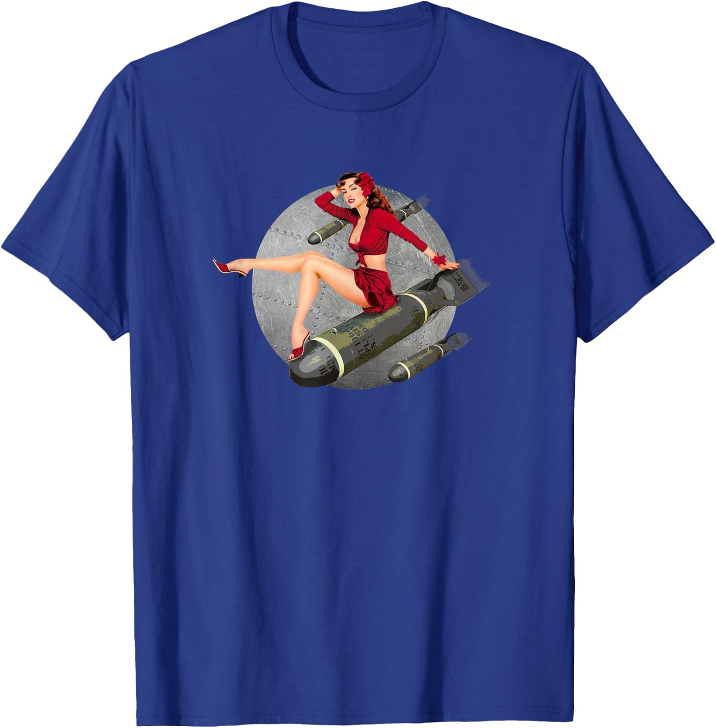 WW2 Retro Pin Up Girl Bombs Away T-Shirt - T-Shirt | Royal