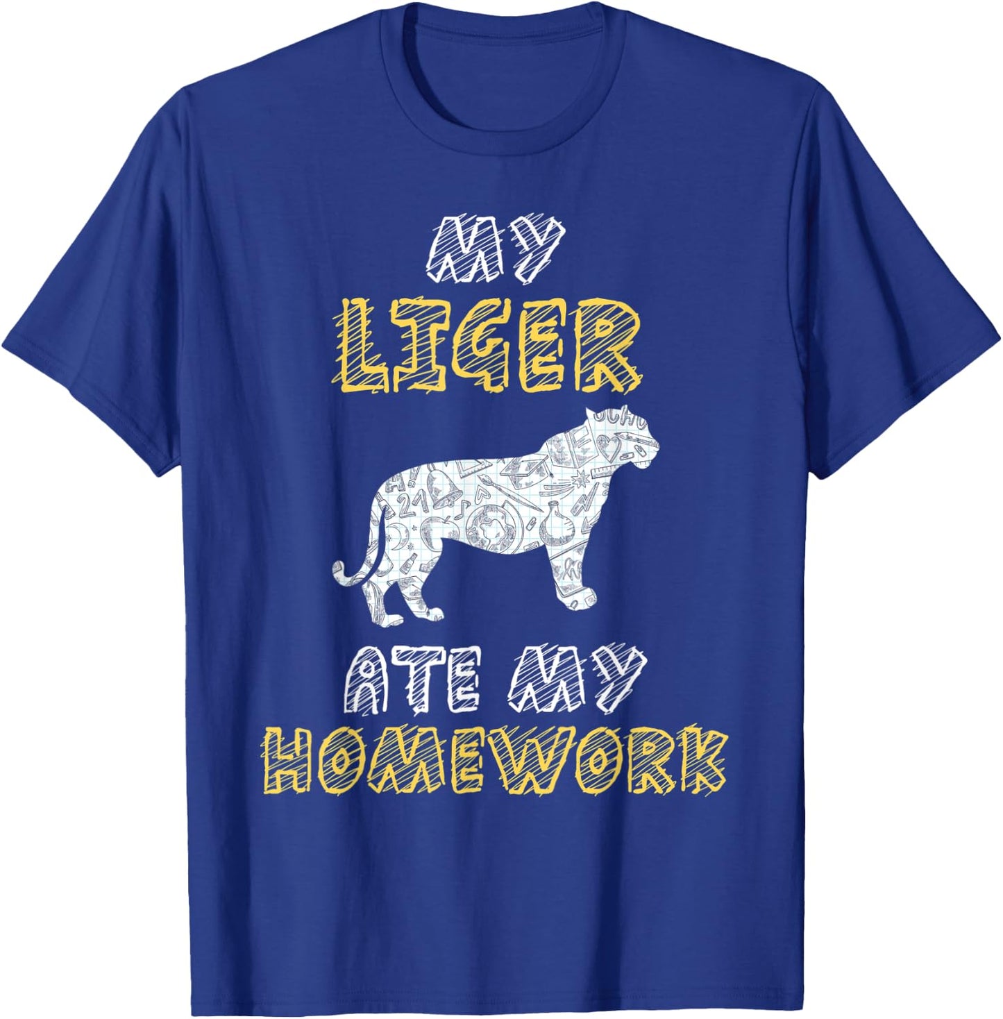 My Liger Ate My Homework Tigon Animal Kid Back To School T-Shirt - T-Shirt | Royal