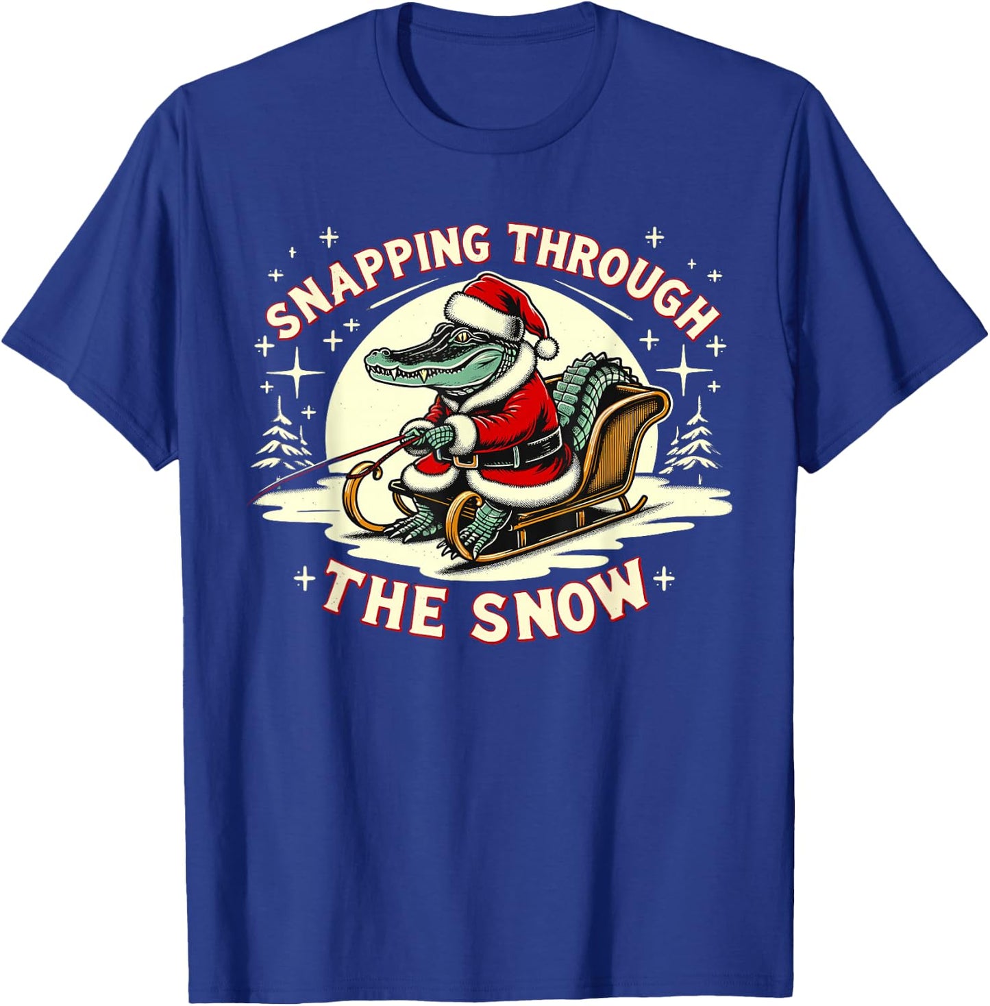 Alligator Snapping Through The Snow, Gator Hunting Christmas T-Shirt - T-Shirt | Royal