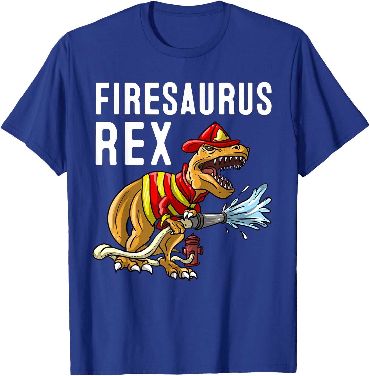 Funny Firemen Firefighter Gift Dino Boys Cool Firesaurus Rex T-Shirt - T-Shirt | Royal