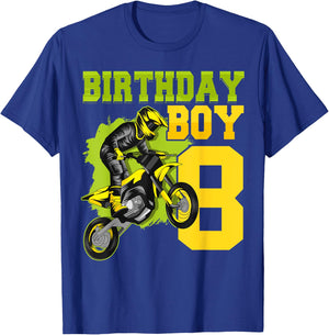 Motocross MX 8th Gift 8 Year Old Dirt Bike Birthday Party T-Shirt - T-Shirt | Royal