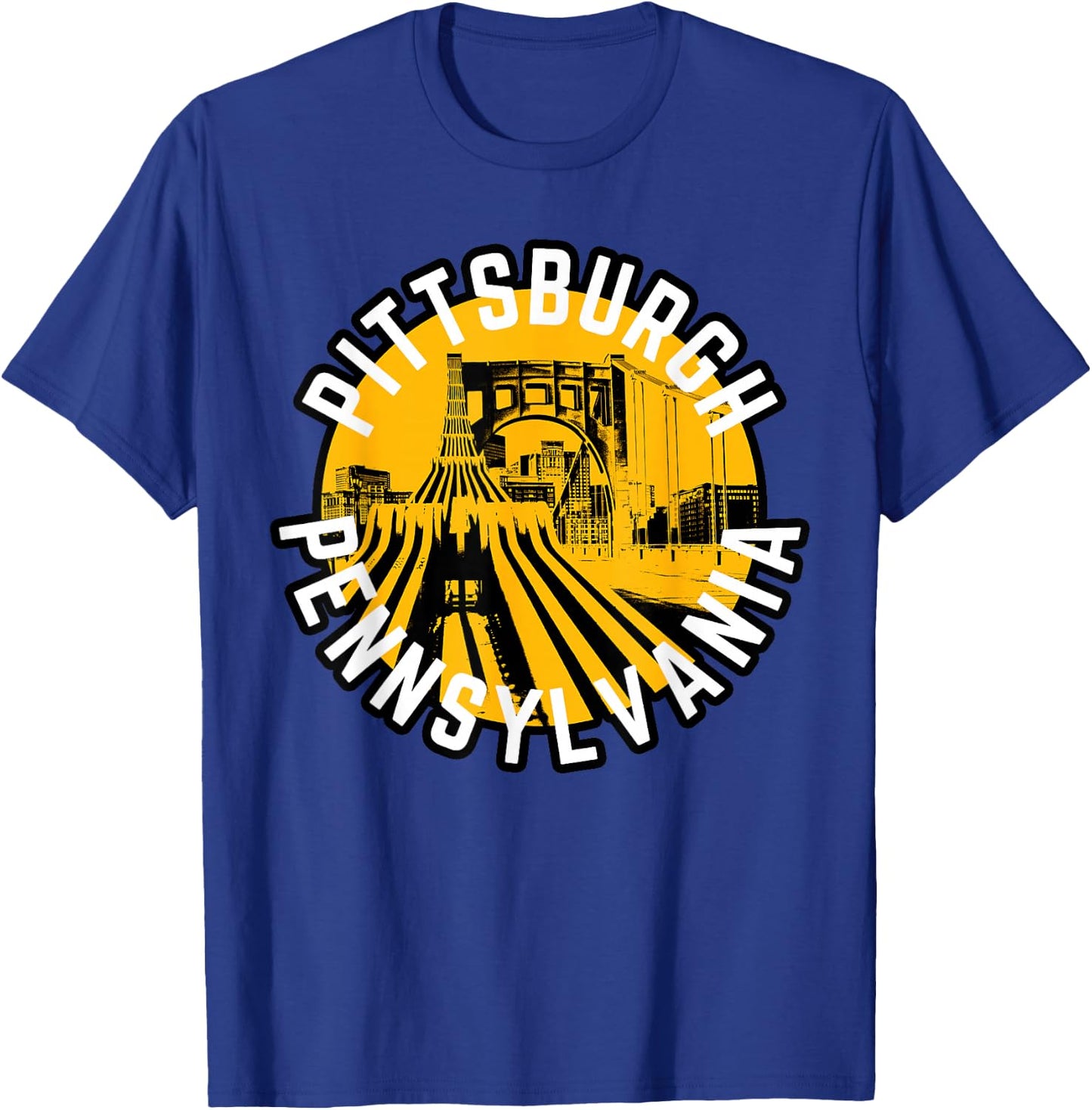 Pittsburgh Pennsylvania Steel City Skyline Bridge 412 Home T-Shirt - T-Shirt | Royal