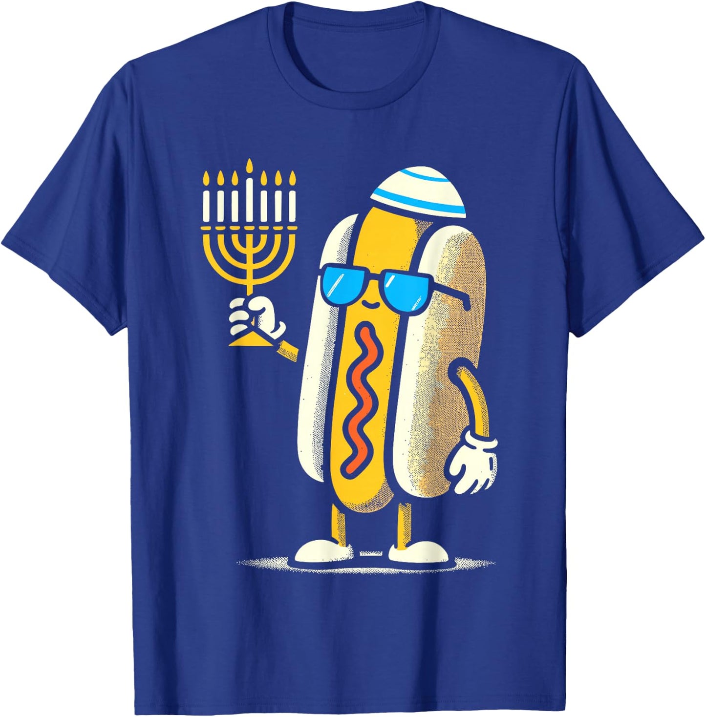 Jewish Hotdog Funny Hanukkah Pajamas Chanukah PJs T-Shirt - T-Shirt | Royal