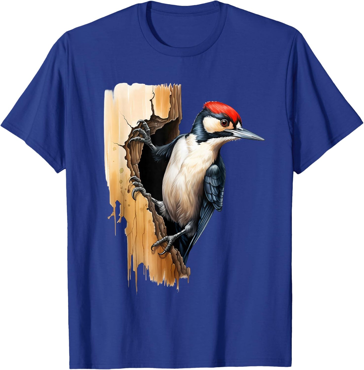 Woodpecker Wall Drawing Nature Wildlife Motif Animal Print T-Shirt - T-Shirt | Royal