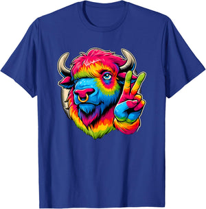 Peace Sign Tie Dye Bison T-Shirt - T-Shirt | Royal
