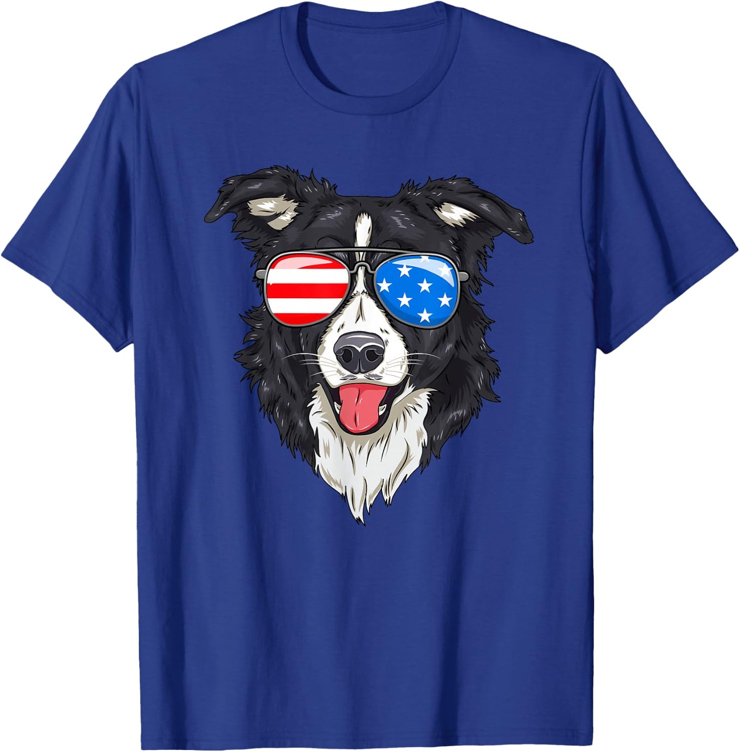 Border Collie Lover Patriotic Dog 4th of July American Gift T-Shirt - T-Shirt | Royal