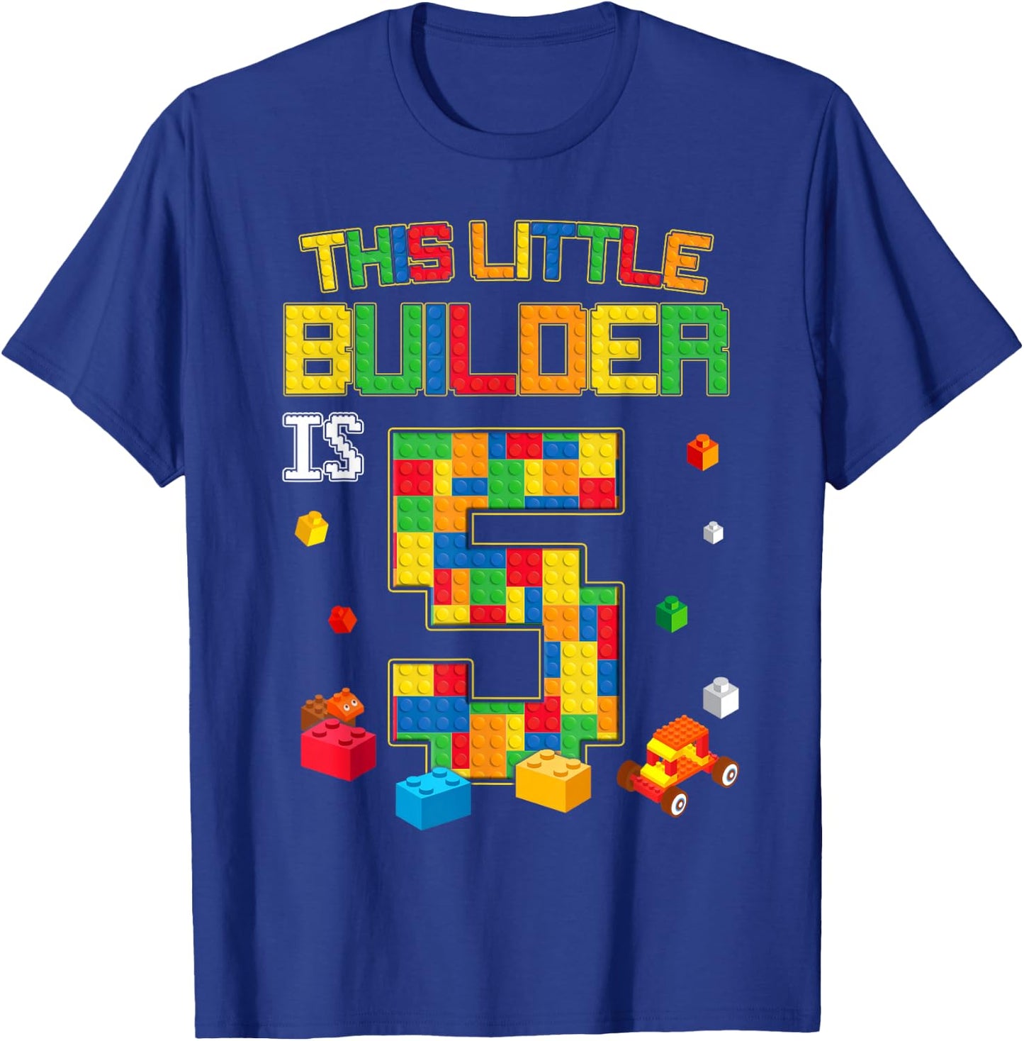 Building Blocks 5 Years Old Birthday Boy T-Shirt - T-Shirt | Royal