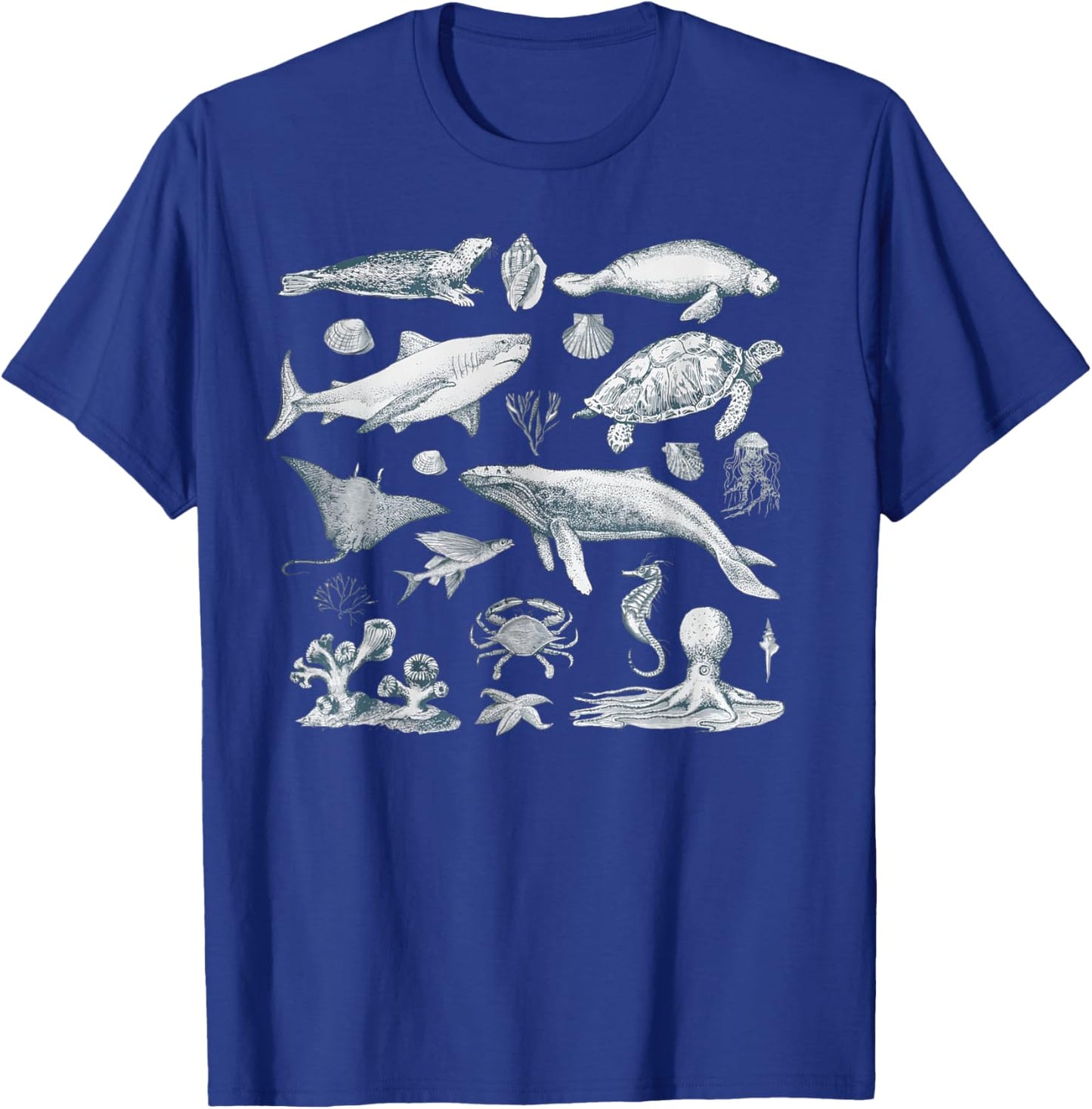 Vintage 90s Tattoo Sea Animal Retro Ocean Nature Men Women T-Shirt - T-Shirt | Royal