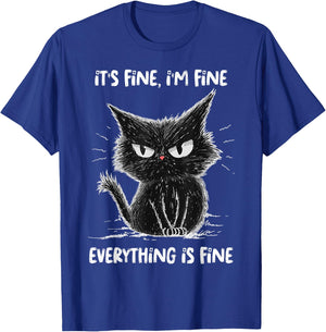 GoshWow -Adults Kids Casual Wear Vacation Black Cat-Themed T-Shirt - T-Shirt | Royal