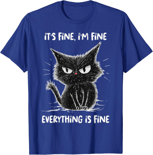 GoshWow -Adults Kids Casual Wear Vacation Black Cat-Themed T-Shirt - T-Shirt | Royal