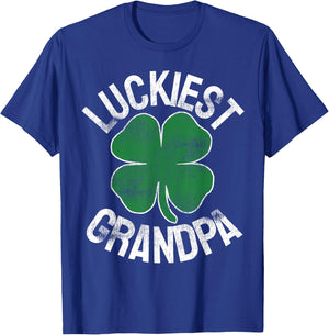 Luckiest Grandpa St Patrick's Day Shamrock Irish Men Gift T-Shirt - T-Shirt | Royal