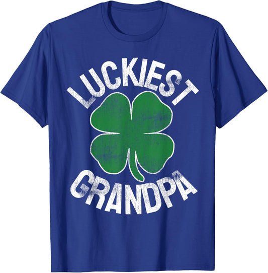 Luckiest Grandpa St Patrick's Day Shamrock Irish Men Gift T-Shirt - T-Shirt | Royal