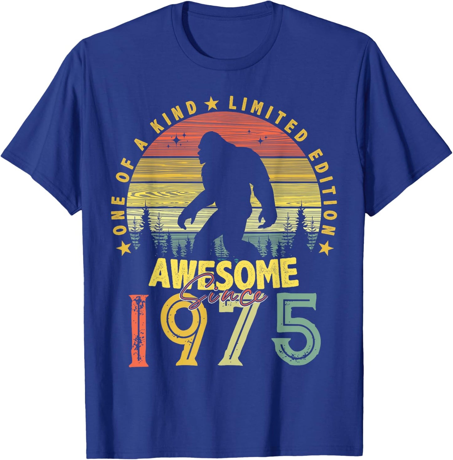 Awesome Since 1975 49th Birthday Gifts Bigfoot Born in 1975 T-Shirt - T-Shirt | Royal