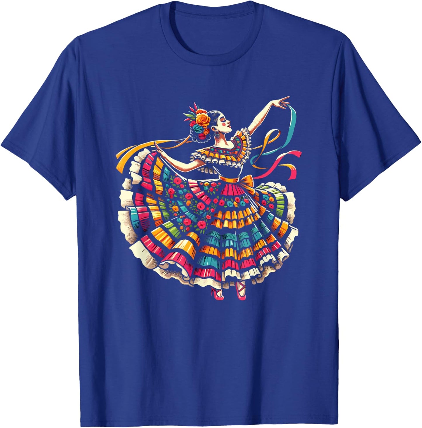 Ballet Folklorico Dancer Mexico Traditional Mexican Dance T-Shirt - T-Shirt | Royal