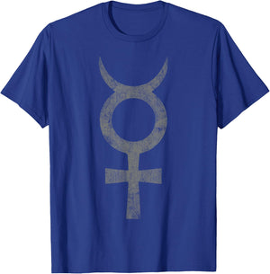 Mercury Symbol Distressed Graphics Astronomy Geek Gift T-Shirt - T-Shirt | Royal