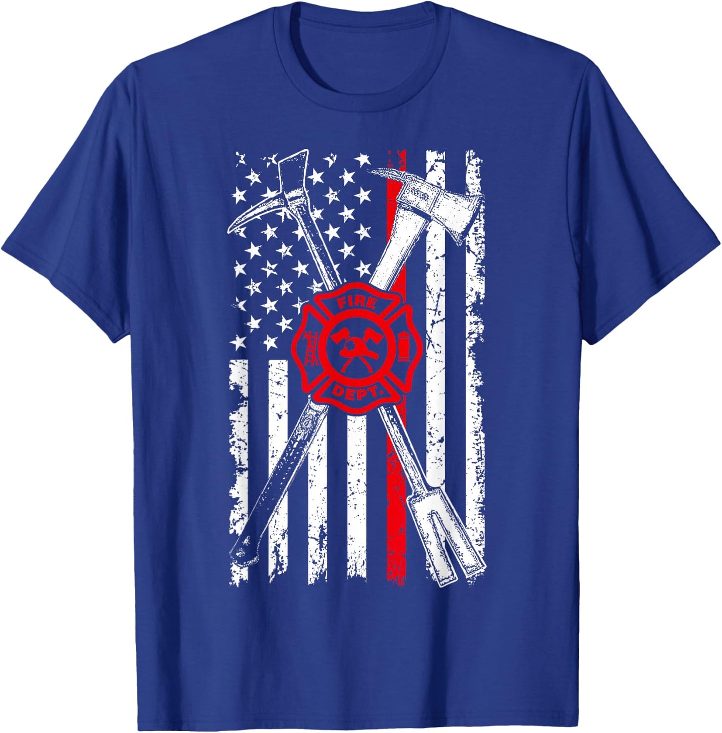 Patriotic Design Axe Halligan Thin Line Red Firefighter T-Shirt - T-Shirt | Royal