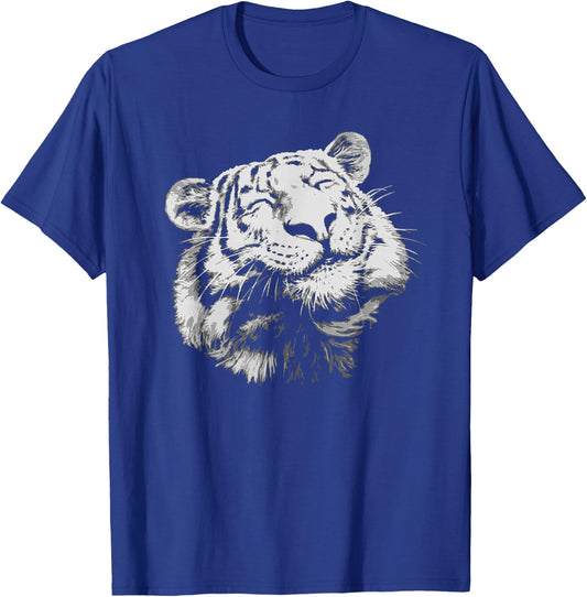 Happy Tiger Face Cute Furry Tiger Big Cat King Get Em 80s T-Shirt - T-Shirt | Royal