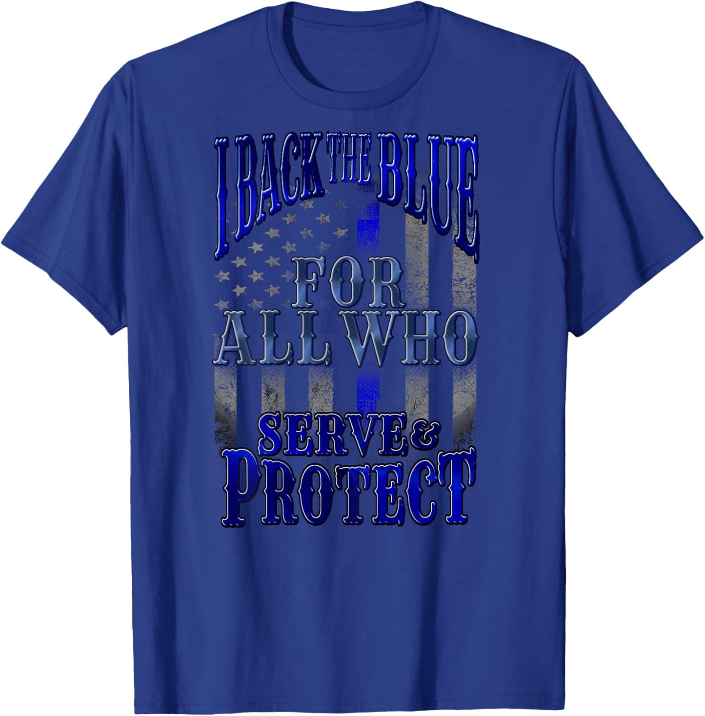 Back the Blue Flag Police Back Print T-Shirt - T-Shirt | Royal