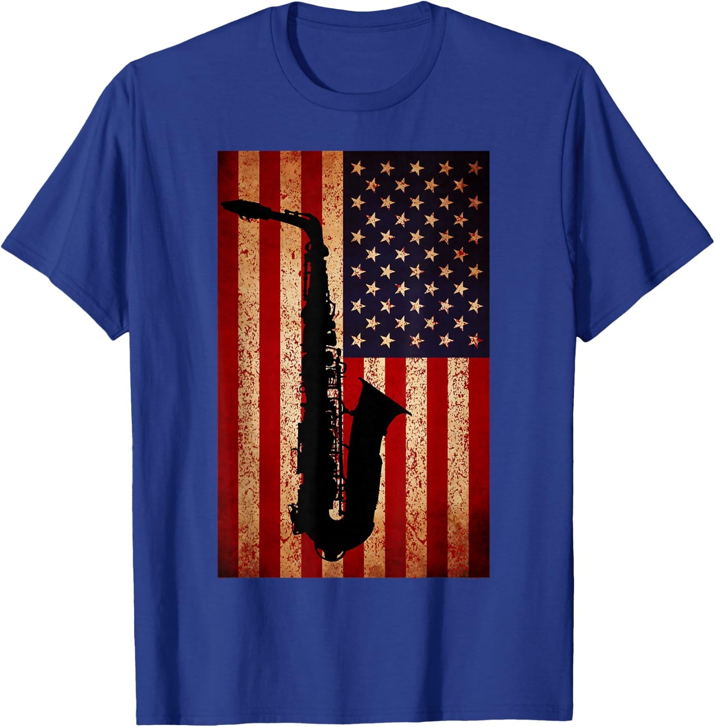 Vintage American Flag Saxophone Funny Sax Music Player Gifts Small T-Shirt - T-Shirt | Royal