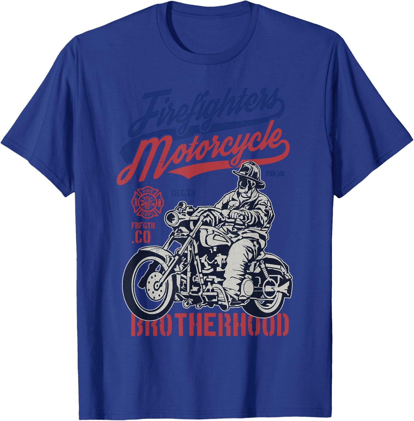 Classic Fireman Motorcycle Brotherhood Gift T-Shirt - T-Shirt | Royal