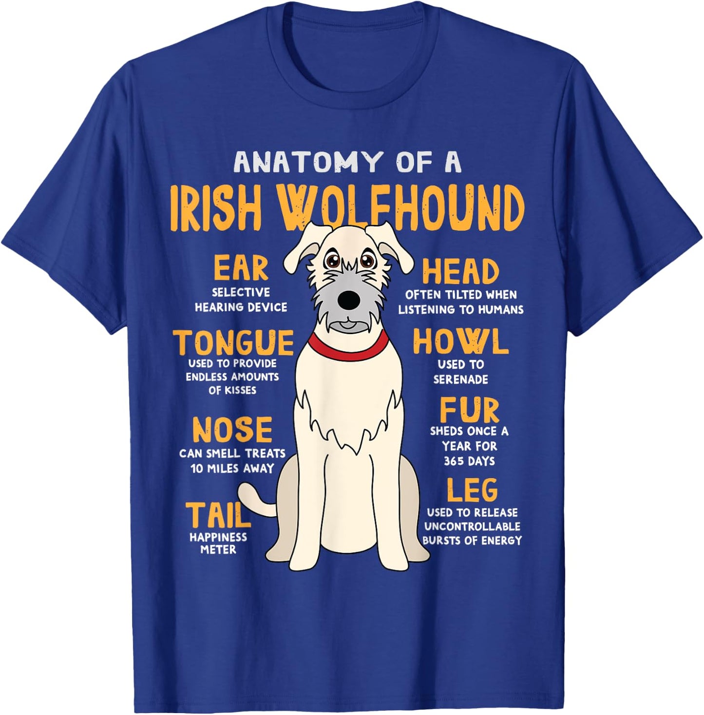 Irish Wolfhound Anatomy Funny Dog Mom Dad Gift Women Girls Kids T-Shirt - T-Shirt | Royal