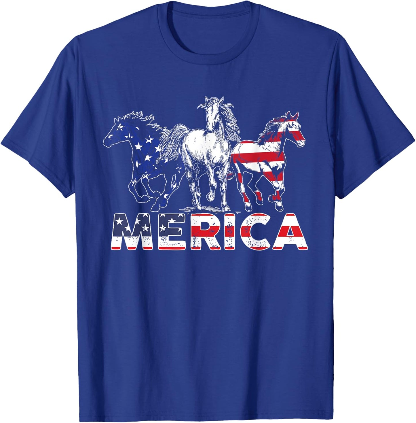 4th Of July Horse American US Flag Horse Riding T-Shirt - T-Shirt | Royal