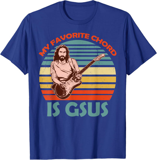 My Favorite Chord Is Gsus Jesus Co. Gsus Jesus Guitarist Guitar Vintage Black Adult T-Shirt - T-Shirt | Royal