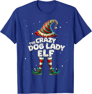 The Crazy Dog Lady Elf Family Matching Group Christmas T-Shirt - T-Shirt | Royal