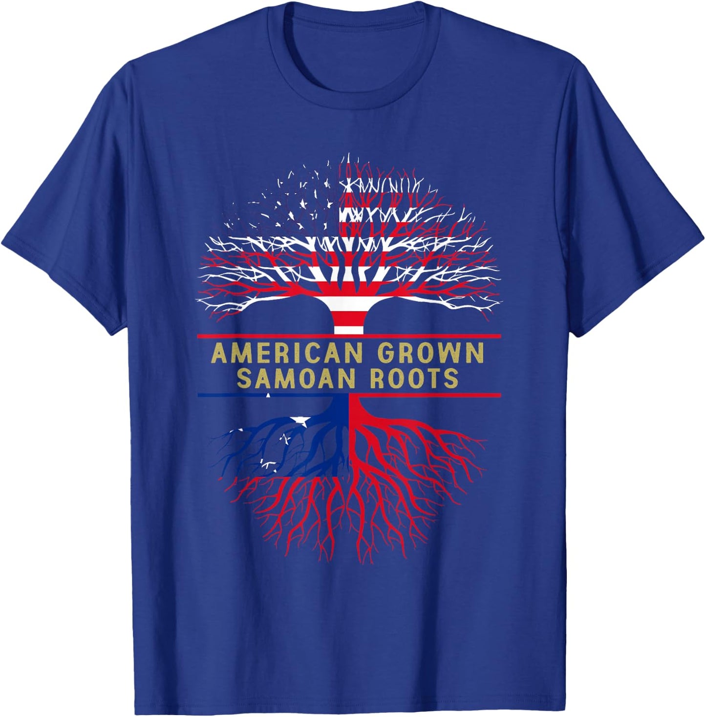 American Grown Samoan Roots America Samoa Tree Flag T-Shirt - T-Shirt | Royal