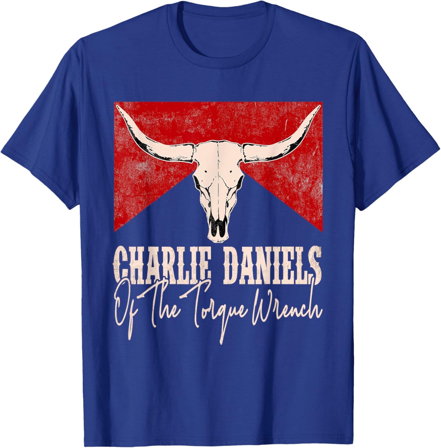 Vintage Funny Music Designs Charlie Daniels Of The Torque Wrench Western Bull-Skull -Adults T-Shirt - T-Shirt | Royal