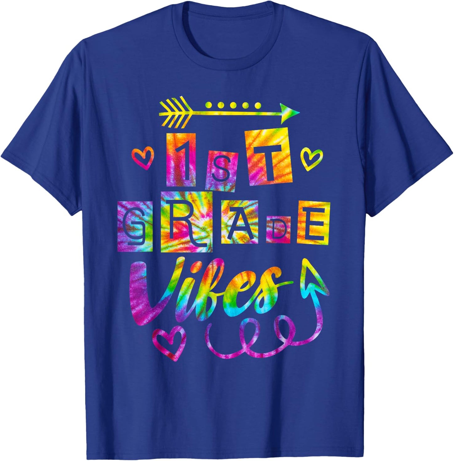 First Grade Vibes Back To School Tie Dye 1st Grade Teacher T-Shirt - T-Shirt | Royal
