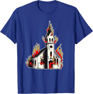 Burning Church T-Shirt - T-Shirt | Royal