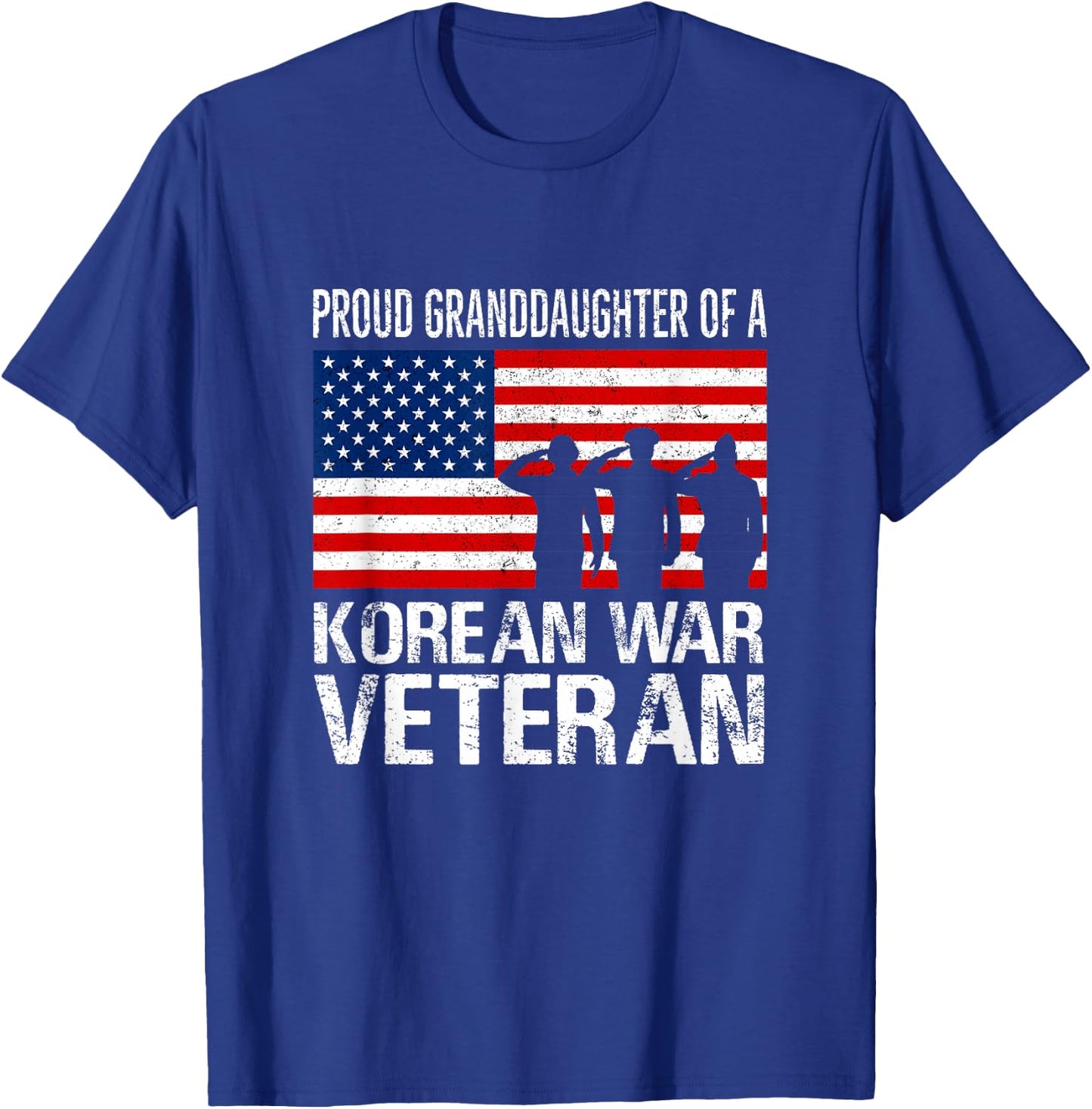 Proud Granddaughter Korean War Veteran Matching Grandfather T-Shirt - T-Shirt | Royal
