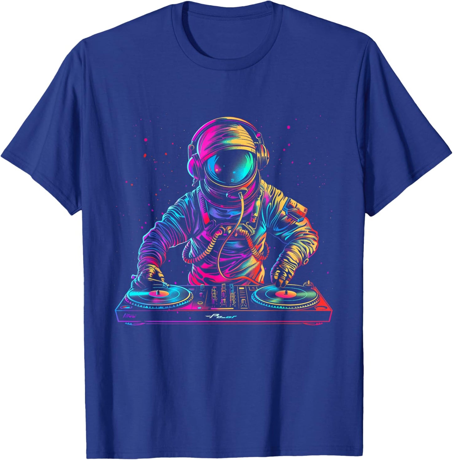 DJ Astronaut Space EDM Techno House Music Vinyl Record T-Shirt - T-Shirt | Royal