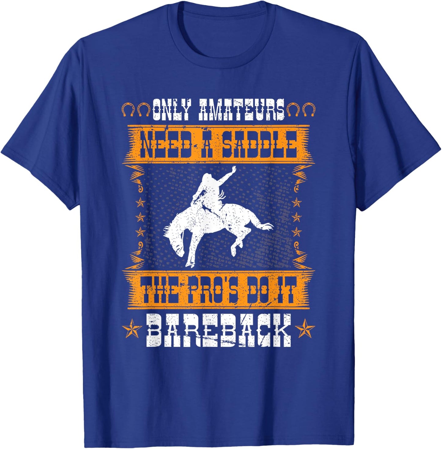 Bucking Bronco Western Rodeo Cowboy Bareback Bronc Rider T-Shirt - T-Shirt | Royal