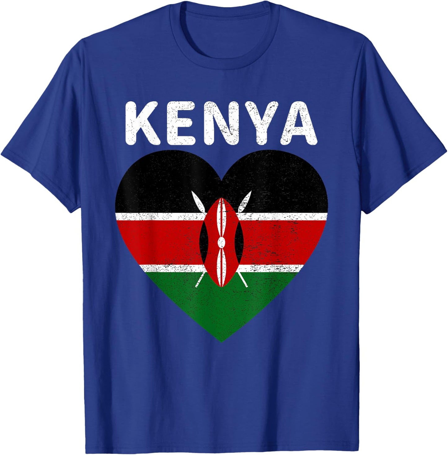 I Love Kenya Kenyan Africa Pride Flag Print Vintage Retro T-Shirt - T-Shirt | Royal