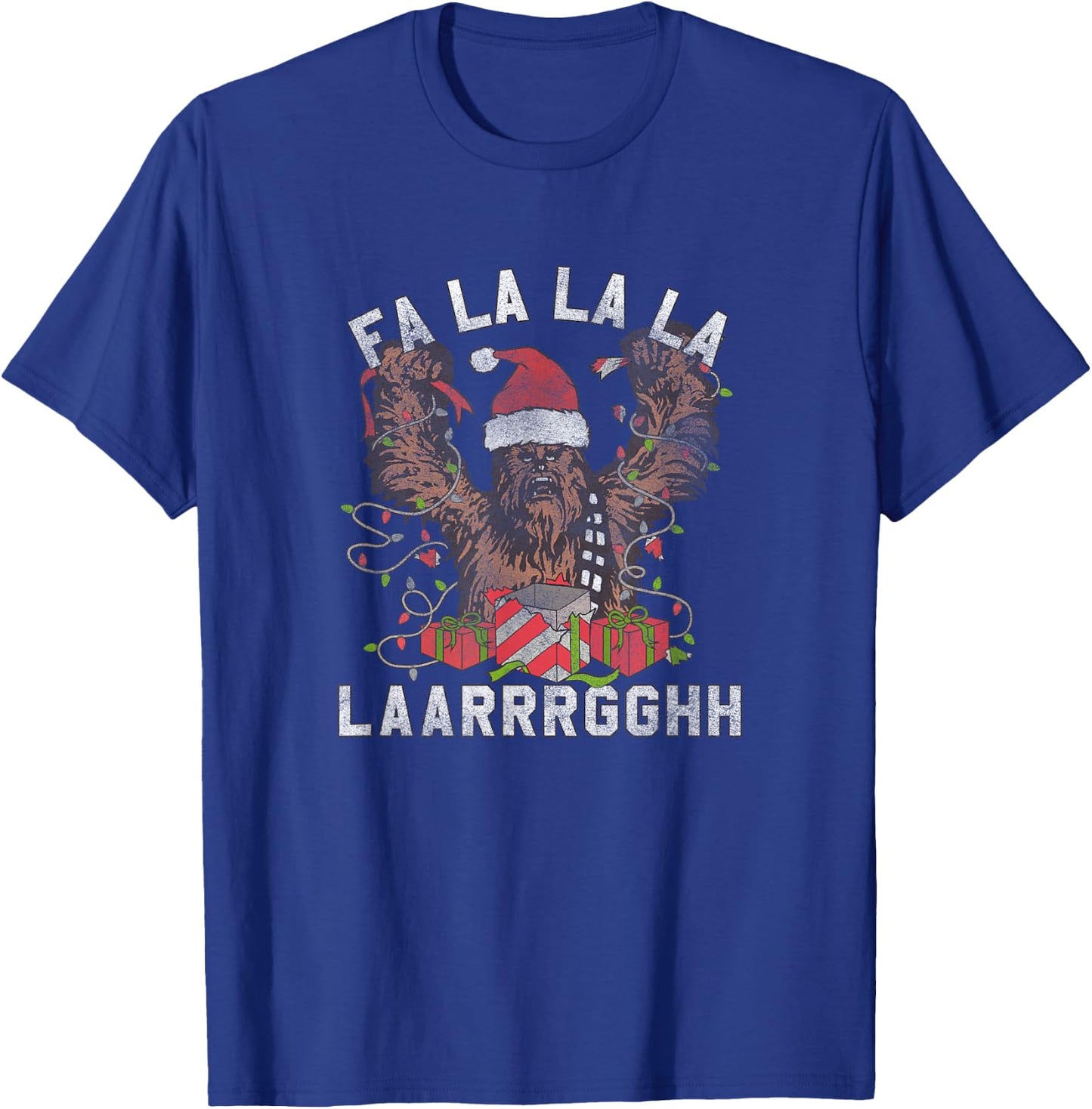 Star Wars Christmas Chewbacca Lights & Presents Fa La La T-Shirt - T-Shirt | Royal