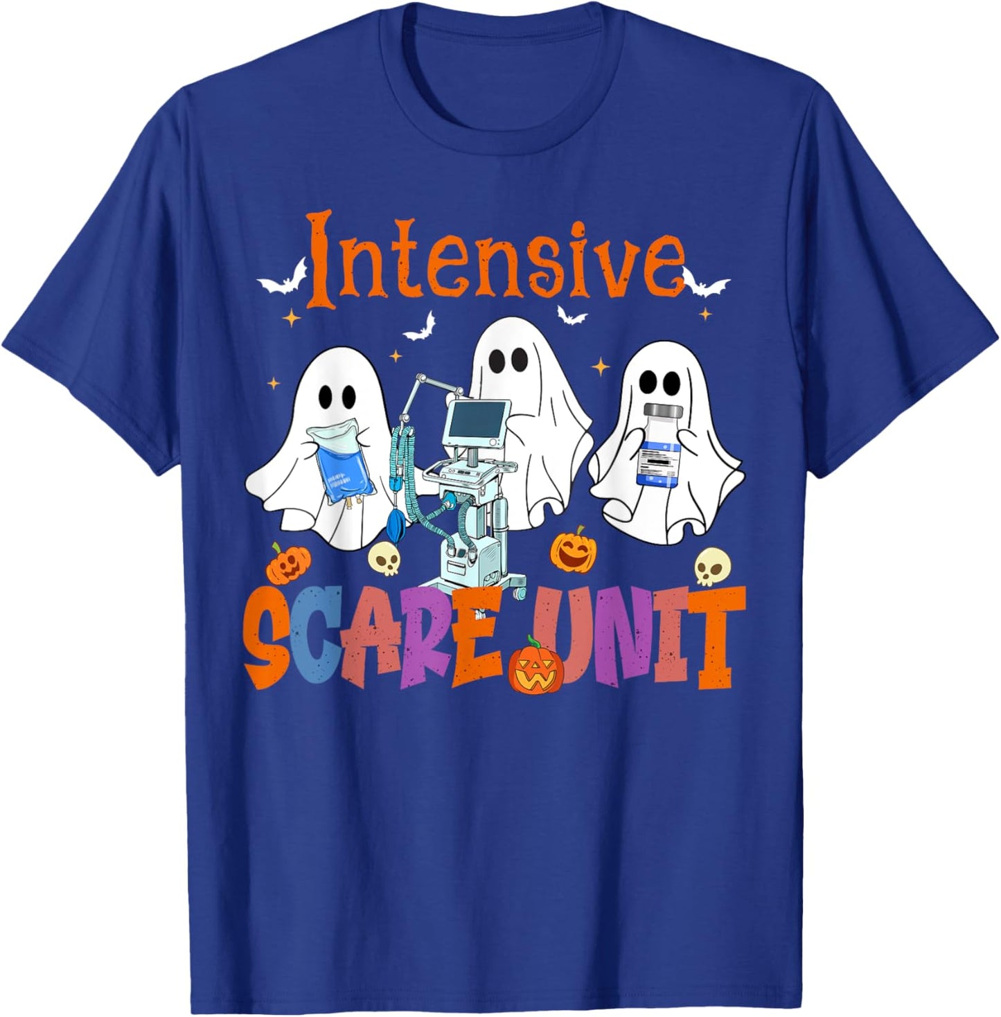 Halloween Intensive Care Scare Unit Ghost Nurse ICU Nursing T-Shirt - T-Shirt | Royal
