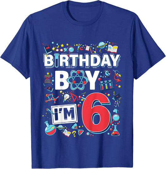 Kids Scientist 6th Birthday Boy I'm 6 Years Science experiments T-Shirt - T-Shirt | Royal
